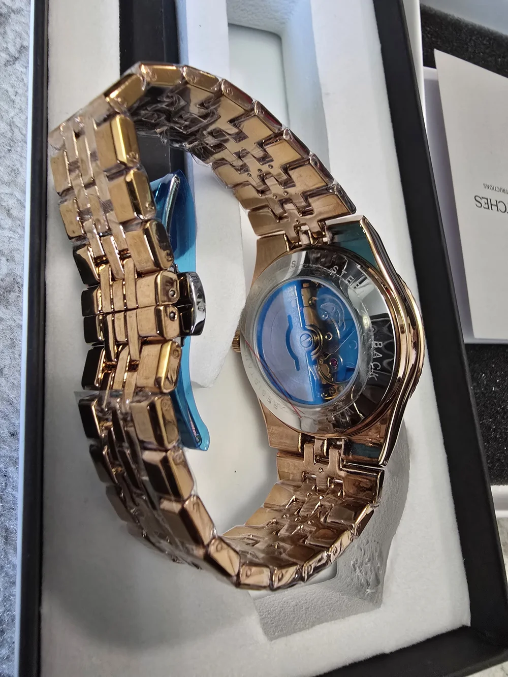 Rose Gold Men's Quartz Authomatic Watch with Brown Dial